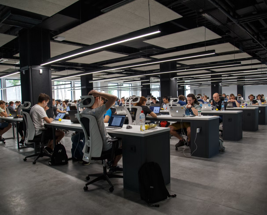 Employees working on computers